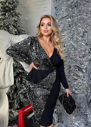 Женское платье пайетка на велюре