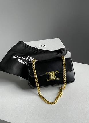 Celine shoulder bag claude in shiny calfskin black