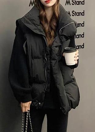 Жіночий жилет демісезон, жилетка чорна на молнії, жилет весна осінь китай, жіночий теплий жилет, жіночі жилетки, дута жилетка безрукавка