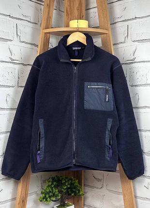 Винтажная флиска patagonia deep ple fleece синяя размер s
