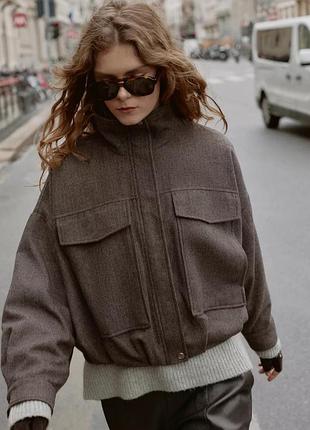 Куртка бомбер жіноча візерунок ялинка zara new