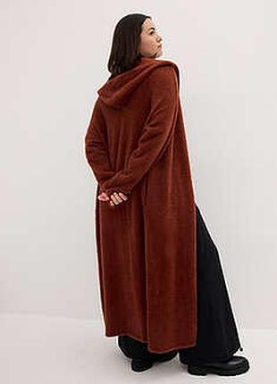 Теплая длинная кофта/кардиган/вязаное пальто с капюшоном 20-22 размера