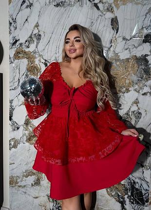 Женское платье с воланами и кружевом ❤️‍🔥