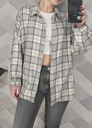 Жіноча сіра тепла картата сорочка в клітинку harmony collection