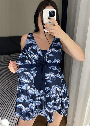 Якісний розкішний суцільний спільний злитний купальник з шортиками сукнею зі спідницею платтям