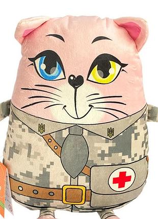 Мягкая игрушка-подушка с принтом кот-защитник, сувенирная подушка 47*27*7 см, (00295-986) копица