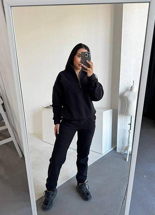 Флисовый спортивный костюм с свитшотом с воротником на молнии с брюками джоггерами