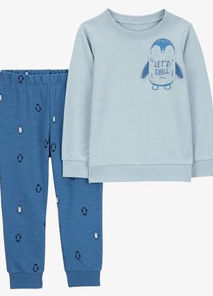 Carters трикотажный комплект двойка свитшот и штаны картерс pingvin