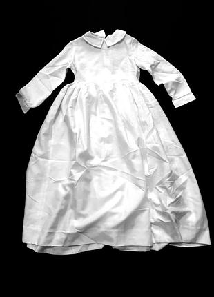 Сукня довга біла шовкова   з довгими рукавами