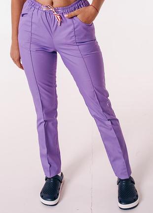 Медицинские штаны с карманами женские (10 расцветок)) сиреневые, 44