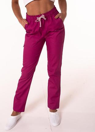 Медицинские штаны прямые ( 5 расцветок) фуксия, 54