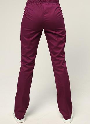 Медицинские штаны прямые ( 5 расцветок) бордовый, 44