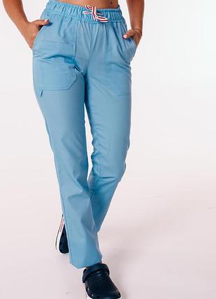 Медицинские штаны прямые ( 5 расцветок) небесный, 50