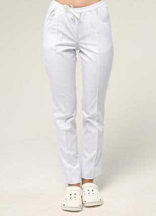 Медицинские штаны с карманами женские (10 расцветок)) белый, 56