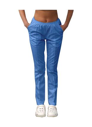 Медицинские штаны с карманами женские (10 расцветок)) голубой, 48