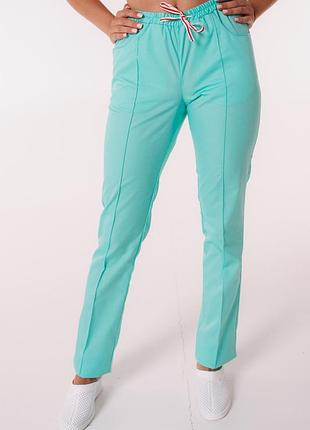 Медицинские штаны с карманами женские (10 расцветок)) мятные, 50