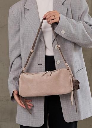 Кожаная женская сумка «ванесса» бежевая
