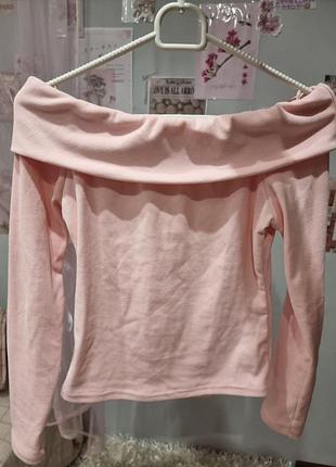 Женская нежная, розовая кофточка с опущенными плечами🌷