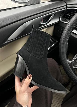 Козаки нові високий кабл чорний замш зима❄️