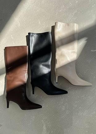 Чоботи-труби на підборі 6см