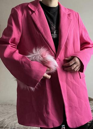 Рожевий яскравий піджак жакет блейзер великого розміру оверсайз прямий floyd