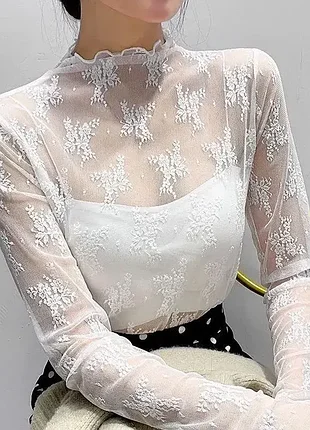 Прозрачная кофточка с цветами 022