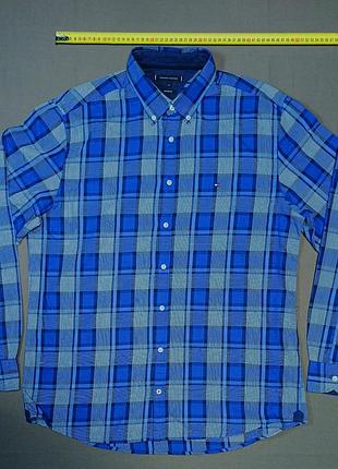 Воротник 44 см Tommy hilfiger size xl синяя рубашка в клетку 100% cotton