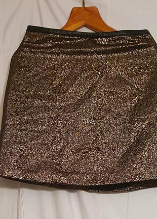 Юбка юбка мини короткая золотого цвета короткая бренда oasis