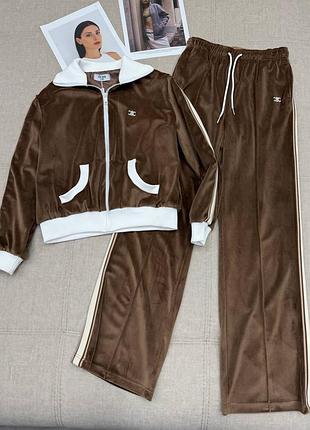 Брендовий жіночий спортивний велюровий костюм селін