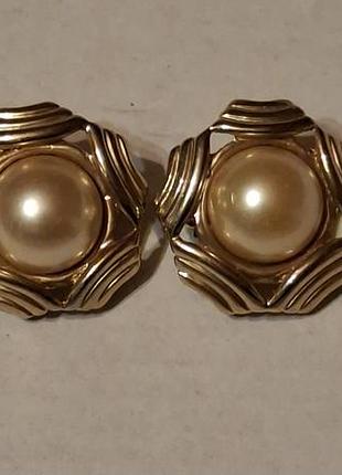 Винтажные клипсы с жемчужинами! неметалличина!