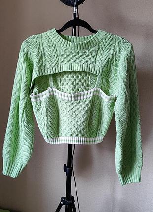 Эффектный салатовый свитер от shein