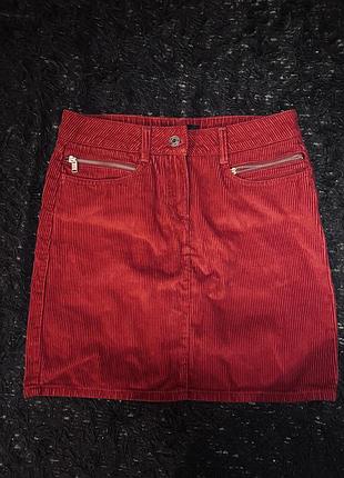 Вельветова червона юбка