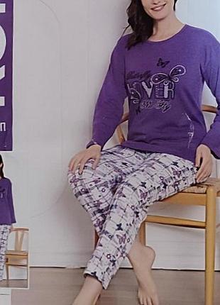 Байковая пижама кофта с штанами м-xl