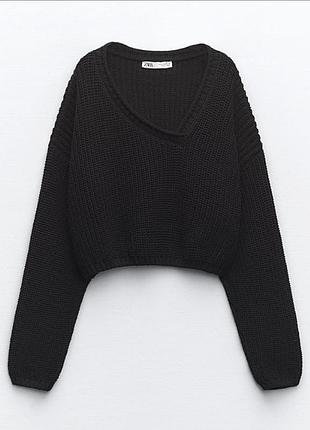 Вкорочений светр zara - чорний