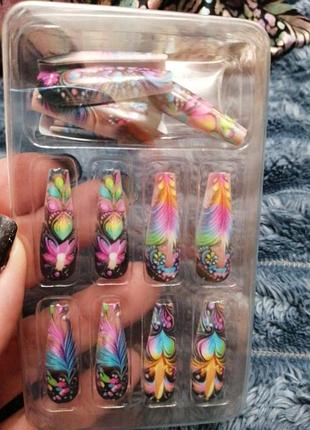 Накладные ногти роспись  цветы finger designer nails