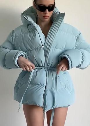 Пуховик теплий красивого кольору бебі блю