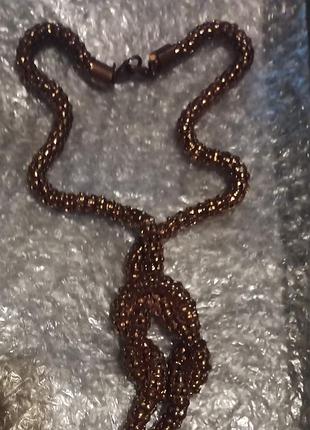 Колье ожерелье винтаж 90 ожерелье с узлом и кисточками, сетчатая цепочка