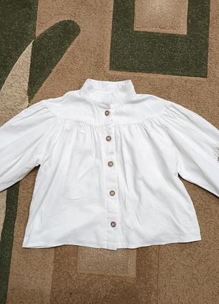 Вышиванка рубашка белая на девочку 122, 127,134 рост блуза блузка белая 8,9 лет