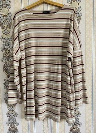 Базовый длинный джемпер/свитер-туника женский в рубчик, 🇹🇷туречковина