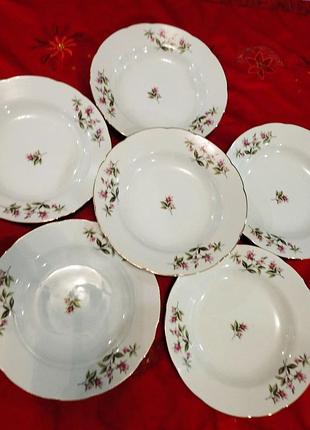 Фарфоровые суповые тарелки