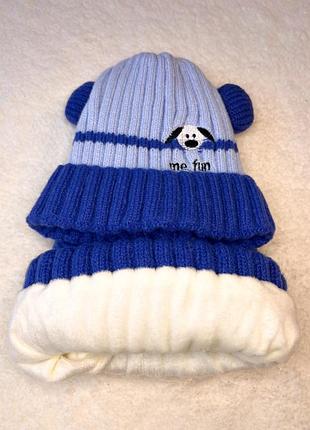 Зимова шапка на флісі на хлопчика