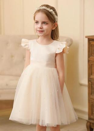 Праздничное бальное пышное платье для девочки на новый год режелоя день рождения выпуск выпускное новогоднее утро жемчужины