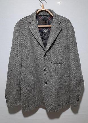 Твидовый пиджак из шерсти в елку canterbury of new zealand 52/xl made in italy