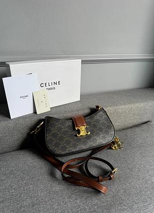 Celine ava bag in triomphe canvas with tan calfskin trim and gold hardware
