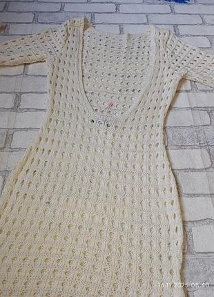 Вязаное прозрачное праздничное платье свитер с открытой спиной англия