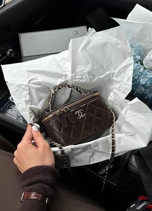 Chanel classic black lambskin pearl crush vanity bag brown/gold магнитная коробка 17х11х8