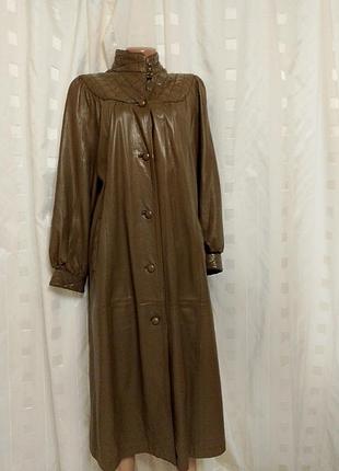 Шикарный винтаж кожаный плащ