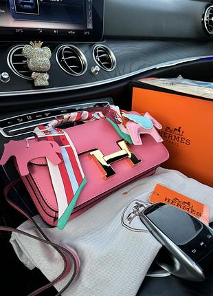 Hermès constance 26 bag in rose pink epsom leather with gold hardware