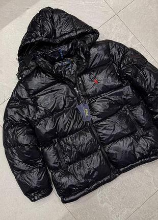 Мужская зимняя куртка пуховик polo ralph lauren черная люкс