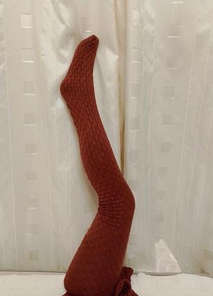 Колготки узорные терракотовые